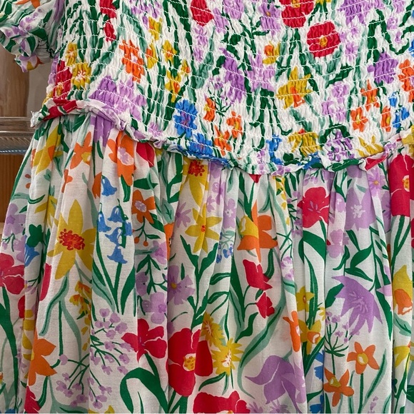 Mini Boden Colorful Smocked Floral Print Dress 7 - Picture 8 of 12